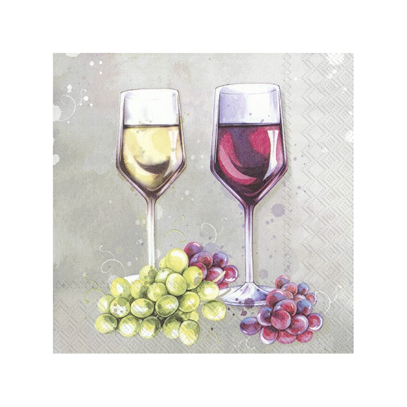 Servilletas decoradas copas de vino blanco y tinto