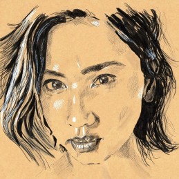 Ejemplo de retrato sobre papel kraft