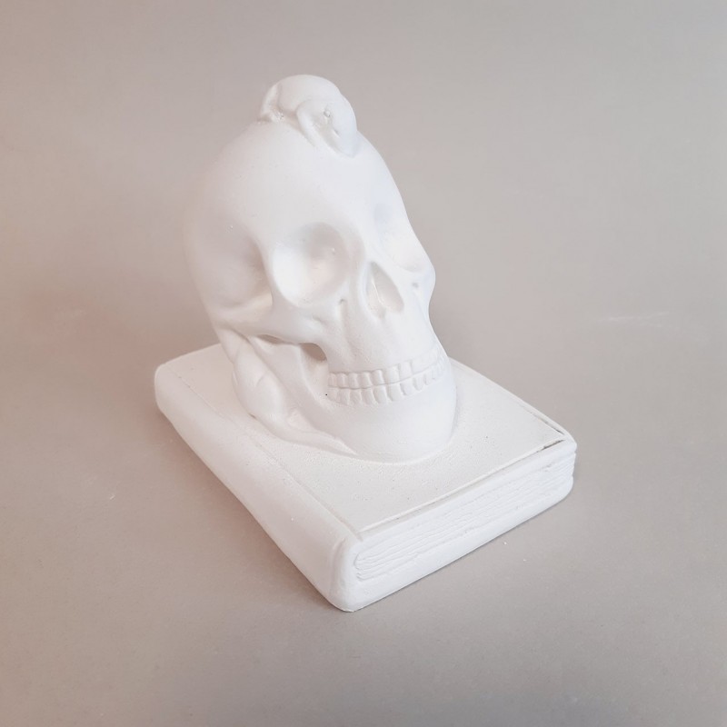 Figura de escayola calavera pequeña vista lateral