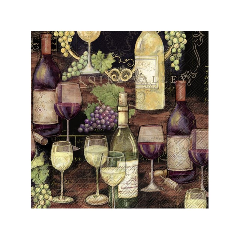 Servilletas elegantes uvas y vino