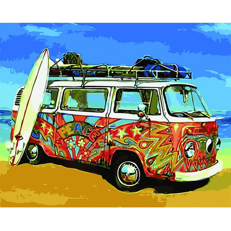 Pintar por numeros - Furgo Hippy surf