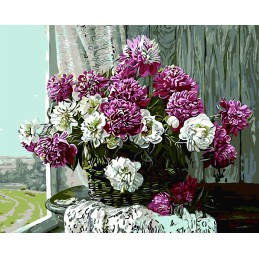 Pintando con números - Flores en la ventana