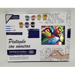 Colorear números - Gato de arte pop