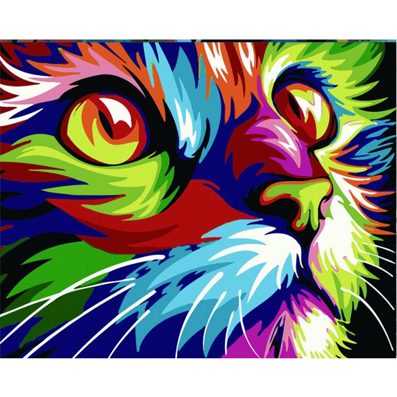 Colorear números - Gato de arte pop