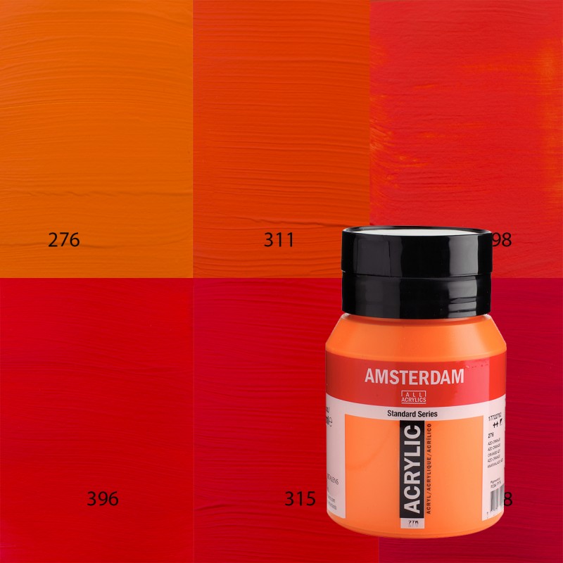 Pintura acrílica Amsterdam - gama de colores naranjas y rojo