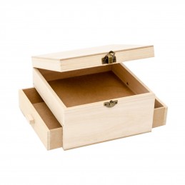 Caja de madera con cajones laterales