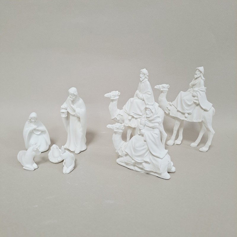 Nacimiento 8 piezas resina blanca