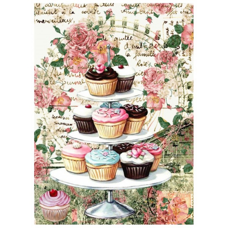 PAPEL DE ARROZ CADENCE CAKES CON FONDO FLORAL 30x41 CM
