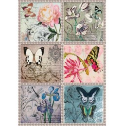 PAPEL DE ARROZ CADENCE MARIPOSAS Y FLORES 30x41 CM