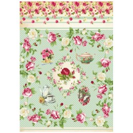 PAPEL DE ARROZ CADENCE ROSAS Y TETERAS 30x41 CM