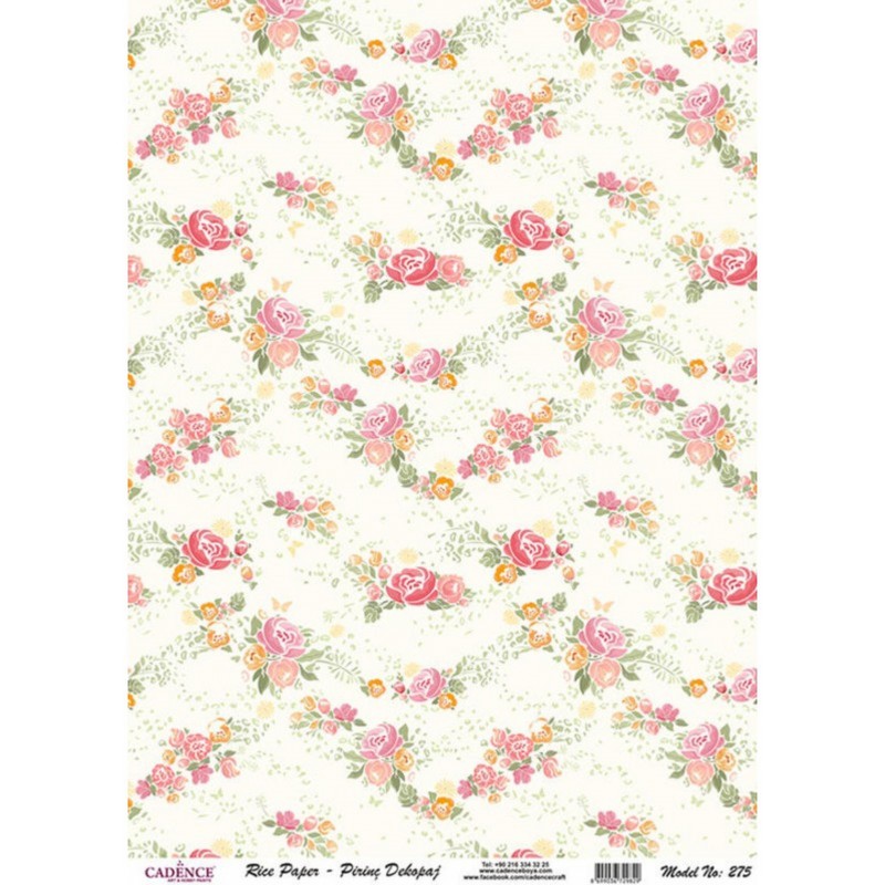 PAPEL DE ARROZ CADENCE GUIRNALDAS DE FLORES 30x41 CM