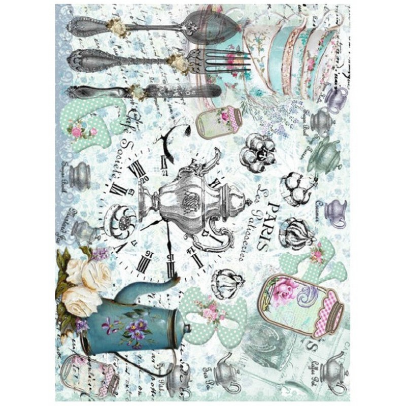 Papel de Arroz JUEGO DE TÉ AZUL