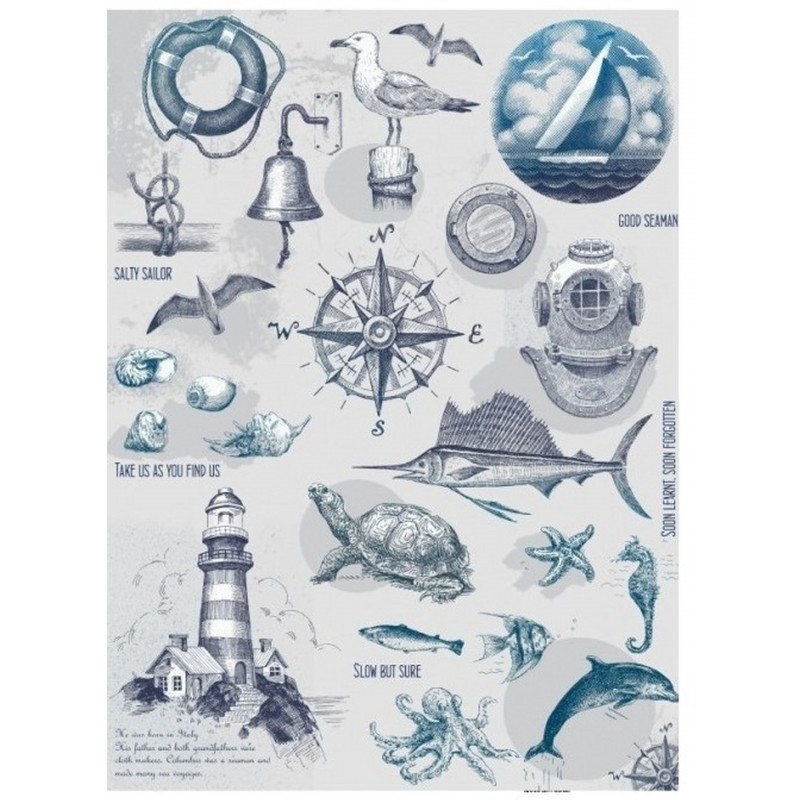 PAPEL DE ARROZ CADENCE MOTIVOS MARINOS 30x41 CM