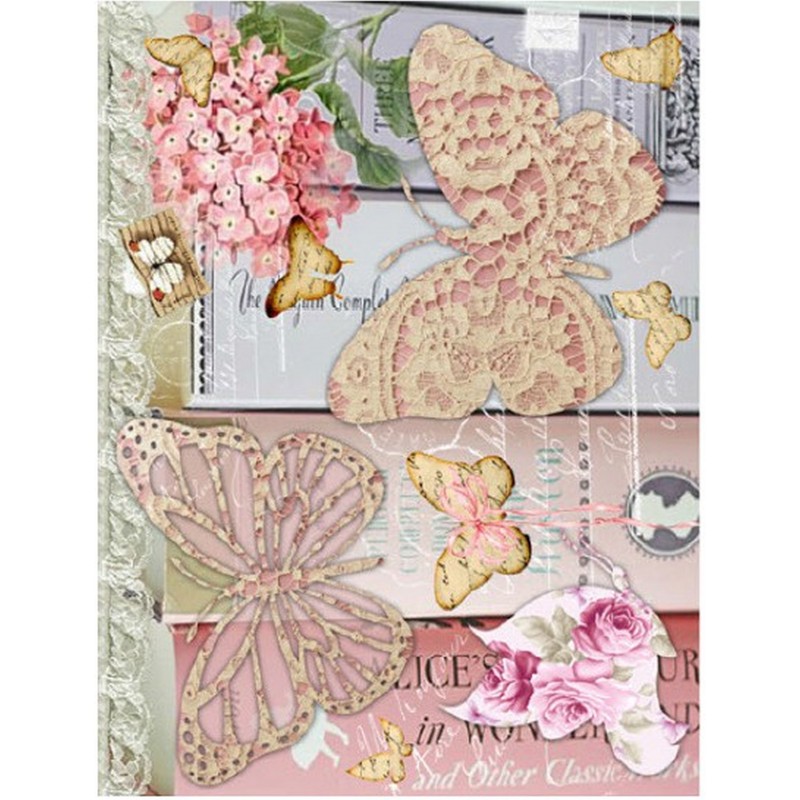 PAPEL DE ARROZ CADENCE MARIPOSAS DE ENCAJE 30x41 CM