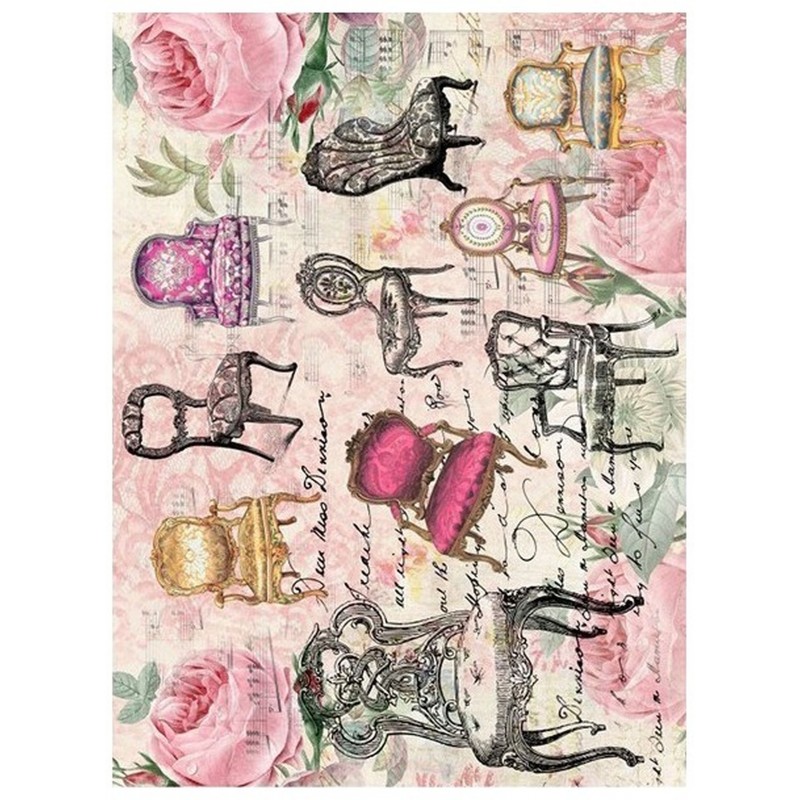 PAPEL DE ARROZ CADENCE SILLONES Y PARTITURAS 30x41 CM