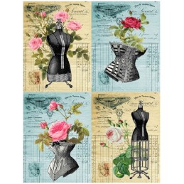 PAPEL DE ARROZ CADENCE MANIQUIS Y ROSAS 30x41 CM