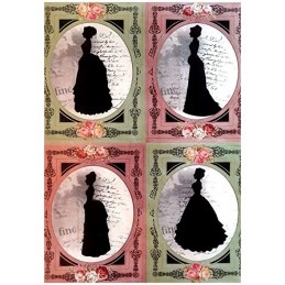 PAPEL DE ARROZ CADENCE POSTALES CON MUJERES 30x41 CM