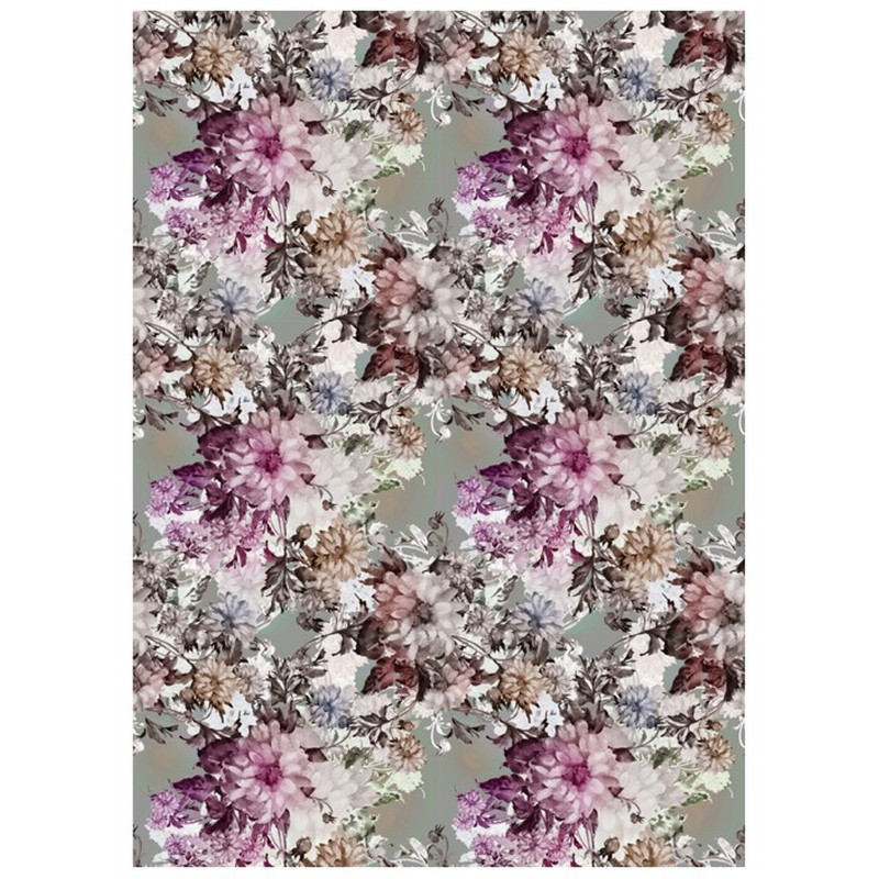 PAPEL DE ARROZ CADENCE FLORES FONDO GRIS 30x41 CM