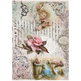 PAPEL DE ARROZ CADENCE NIÑAS Y ROSA 30x41 CM