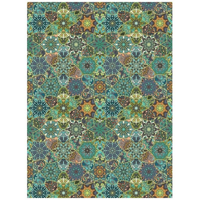 PAPEL DE ARROZ CADENCE MANDALA FLORES VERDES 30x41 CM