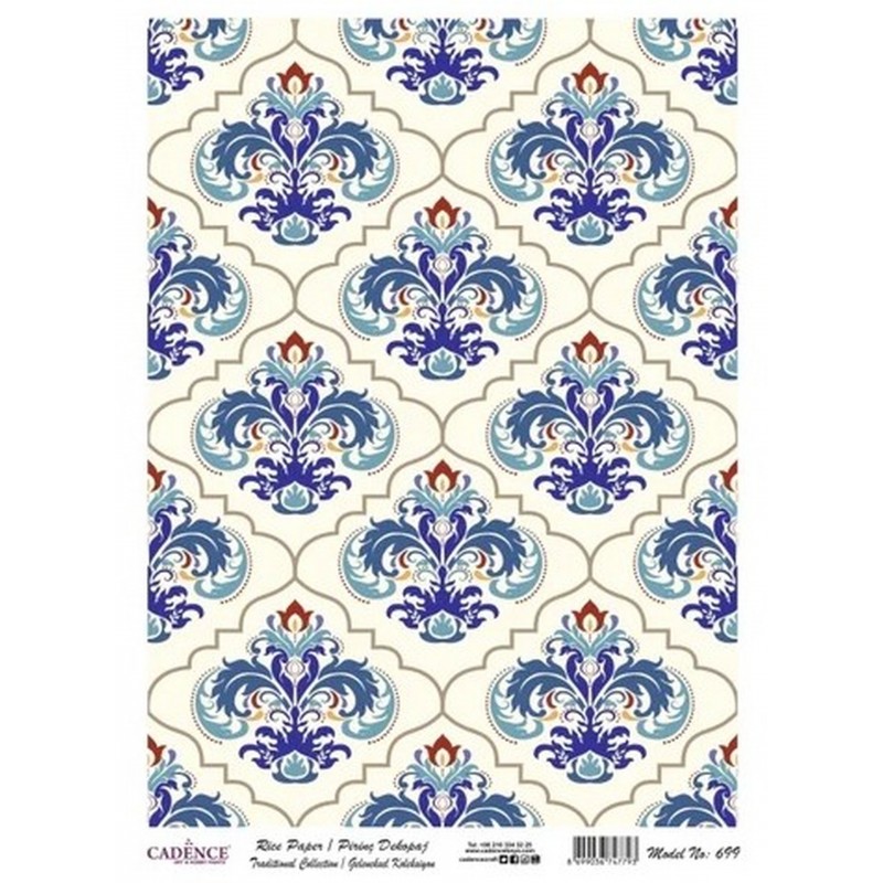 PAPEL DE ARROZ CADENCE GRECAS AZULES 30x41 CM
