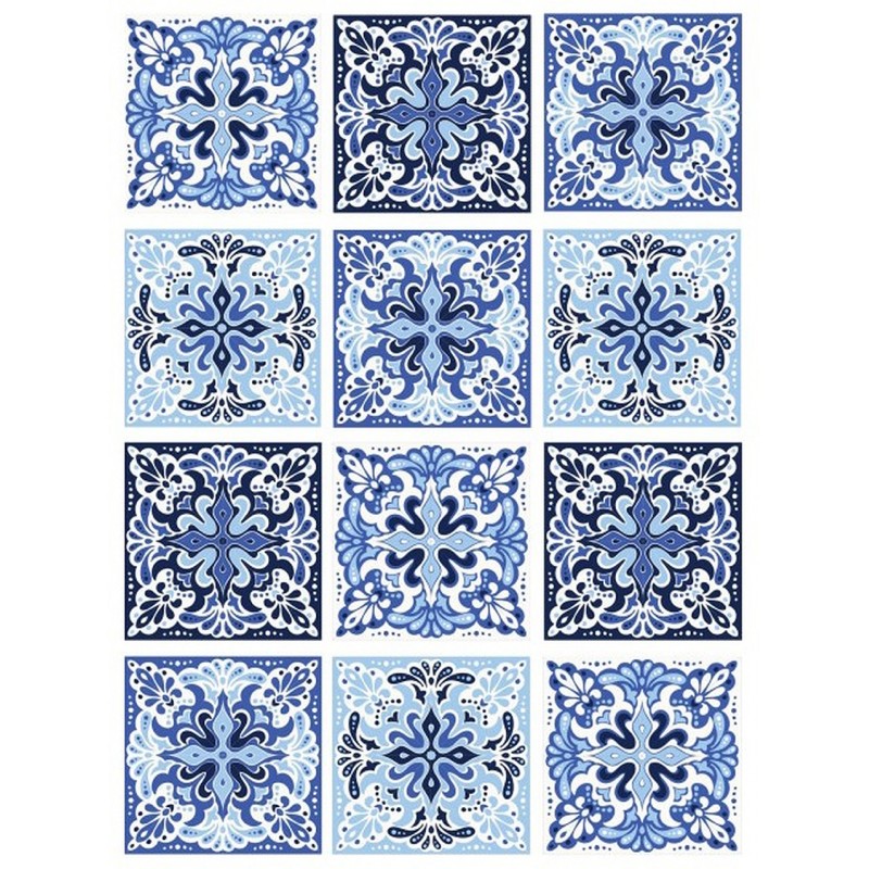 PAPEL DE ARROZ CADENCE TILES BALDOSAS AZULES 30x41 CM