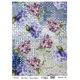 PAPEL DE ARROZ CADENCE HORTENSIAS AZULEJOS 30x41 CM
