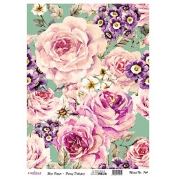 PAPEL DE ARROZ CADENCE ROSAS Y VIOLETAS 30x41 CM
