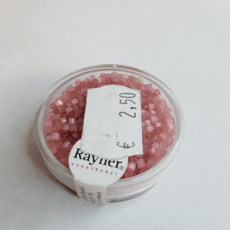 Abalorios Rayher glasstifte transparent para bisutería 2/2 mm. Color rosa