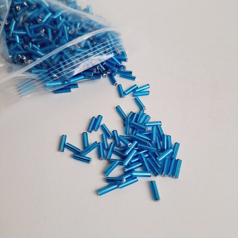 Abalorio Canutillo Azul turquesa oscuro 6 mm