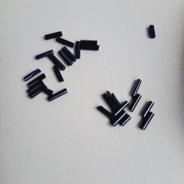 Abalorio Canutillo azul hematite 6 mm. Detalle rocalla