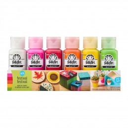 SET 12 COLORES FESTIVAL PINTURA ACRILICA MATE FOLK ART (2x59 ml)