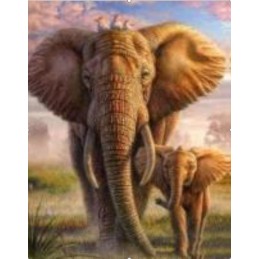 Pintar por números - Elefantes en la selva