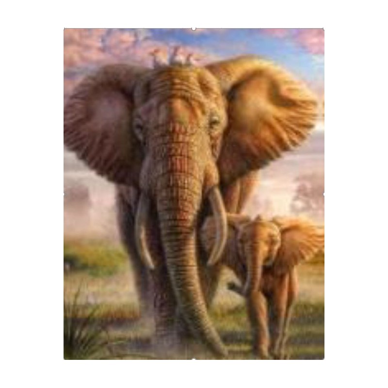 Pintar por números - Elefantes en la selva