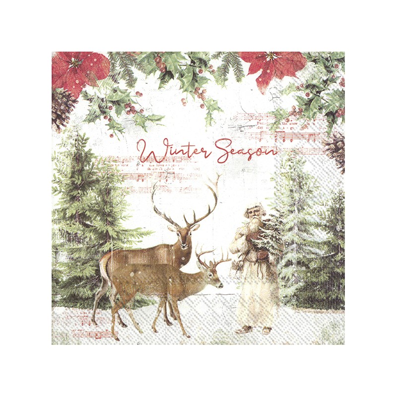 PAQUETE 20 SERVILLETAS DECORATIVAS ESTACION DE INVIERNO